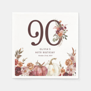 Boho Pumpkin Autumn Bloom 90ste verjaardag Servet