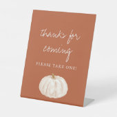 Boho Pumpkin Baby shower Bedankt voor Coming Reclamebord Met Voetstuk (Voorkant)