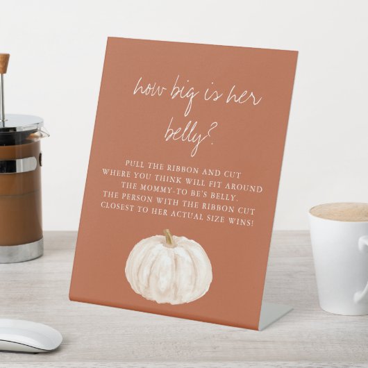 Boho Pumpkin Baby Shower Hoe Groot Is Haar Buik Reclamebord Met Voetstuk (Insitu)