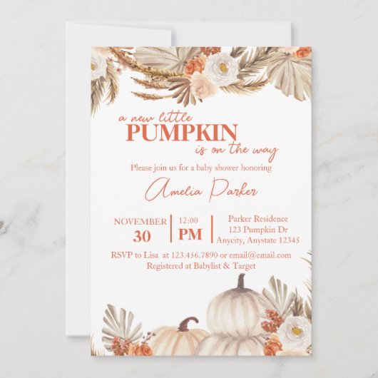 Boho Pumpkin Baby shower-uitnodiging Kaart (Voorkant)
