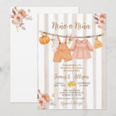 Boho Pumpkin Babykleding Spaans Geslacht Onthullin Kaart (Voorkant / Achterkant)