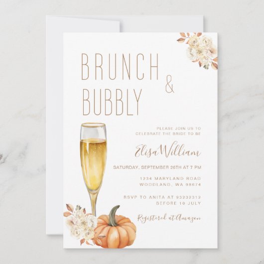 Boho Pumpkin Brunch en Bubbly Vrijgezellenfeest Kaart (Voorkant)