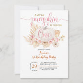 Boho Pumpkin First Birthday Invitation Kaart (Voorkant)