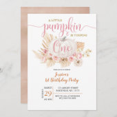 Boho Pumpkin First Birthday Invitation Kaart (Voorkant / Achterkant)