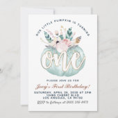 Boho Pumpkin First Birthday Invitation Kaart (Voorkant)