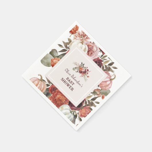Boho Pumpkin Floral Fall Baby Shower Servet (Hoek)