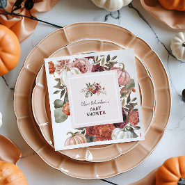 Boho Pumpkin Floral Fall Baby Shower Servet