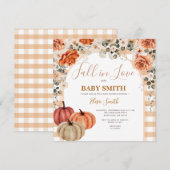 Boho Pumpkin Gingham Herfst in liefde Baby shower Kaart (Voorkant / Achterkant)