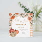 Boho Pumpkin Gingham Herfst in liefde Baby shower Kaart (Staand voorkant)