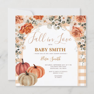 Boho Pumpkin Gingham Herfst in liefde Baby shower Kaart
