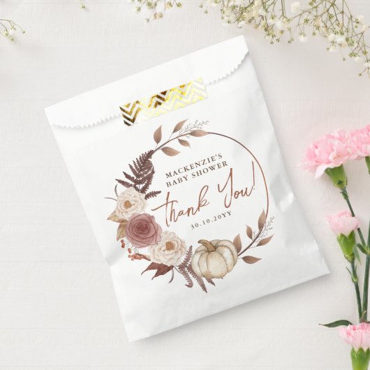 Boho Pumpkin Herfst Autumn Floral Girl Baby shower Bedankzakje (Gezegeld)