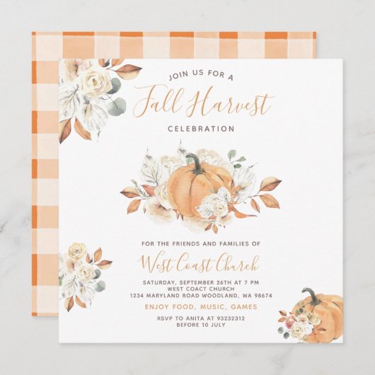 Boho Pumpkin Herfst Harvest Party, Herfst Gemeensc Kaart (Voorkant / Achterkant)