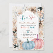 Boho Pumpkin Herfst Hij of zij laat Invitati zien Kaart (Voorkant)