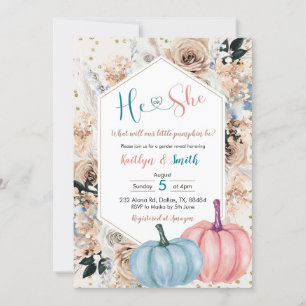 Boho Pumpkin Herfst Hij of zij laat Invitati zien Kaart