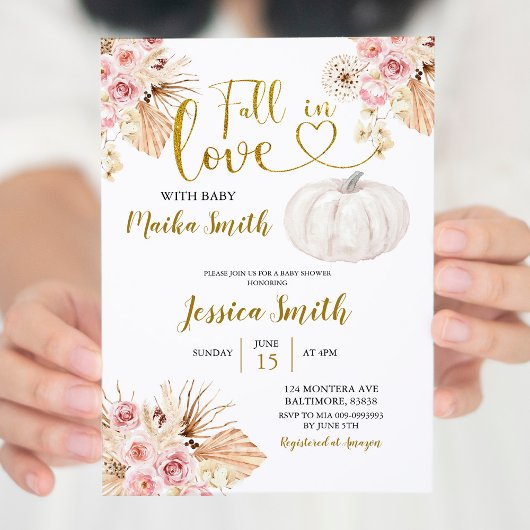 Boho Pumpkin Herfst in Love Baby shower Invitation Kaart