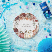 Boho Pumpkin Herfstbloei Verjaardag Papieren Bordje (Feest)