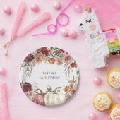 Boho Pumpkin Herfstbloei Verjaardag Papieren Bordje (Feest)