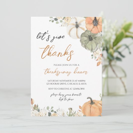 Boho Pumpkin Laten we Bedankt geven Kaart (Staand voorkant)