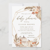 Boho Pumpkin Pampas Grass Floral Baby shower Invi Kaart (Voorkant)