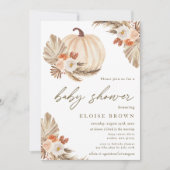 Boho Pumpkin Pampas Grass Floral Baby shower  Kaart (Voorkant)