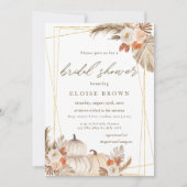 Boho Pumpkin Pampas Grass Geometric Vrijgezellenfe Kaart (Voorkant)