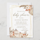 Boho Pumpkin Pampas Grass Geometrisch Baby shower Kaart (Voorkant)