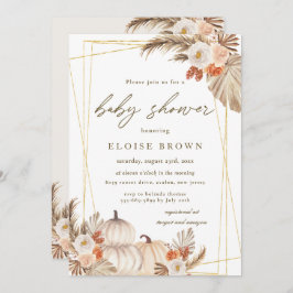 Boho Pumpkin Pampas Grass Geometrisch Baby shower Kaart