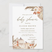 Boho Pumpkin Pampas Grass Herfst Baby shower Kaart (Voorkant)