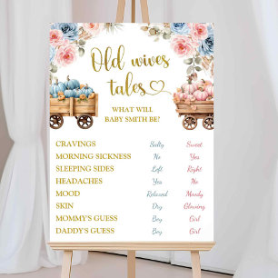 Boho Pumpkin Pampas Grass Hij of zij Gender Reveal Poster