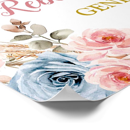 Boho Pumpkin Pampas Grass Hij of zij Gender Reveal Poster (Hoek)