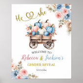 Boho Pumpkin Pampas Grass Hij of zij Gender Reveal Poster (Voorkant)