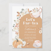 Boho Pumpkin Par-tea Verjaardag Tea Party Meisje Kaart (Voorkant)