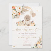 Boho Pumpkin Teddy Bear Gender Neutrale Baby showe Kaart (Voorkant)