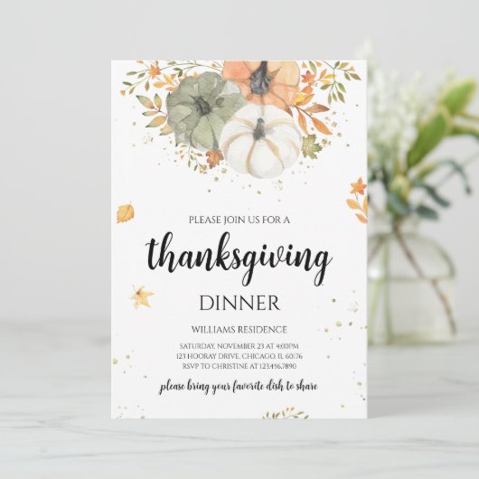 Boho Pumpkin Thanksgiving Diner Kaart (Staand voorkant)