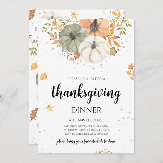 Boho Pumpkin Thanksgiving Diner Kaart (Voorkant / Achterkant)