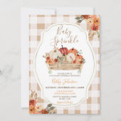 Boho Pumpkins Floral Gingham Herfst Baby Sprinkle Kaart (Voorkant)