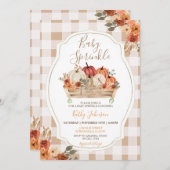 Boho Pumpkins Floral Gingham Herfst Baby Sprinkle Kaart (Voorkant / Achterkant)