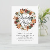 Boho Pumpkins Krans Herfst Verjaardagsfeest Kaart (Staand voorkant)