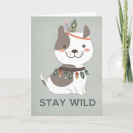 Boho Puppy Dog - Blijf in Wenskaart Kaart