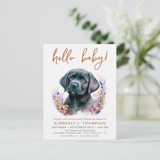 Boho Puppy Dog Terracotta Baby shower Uitnodiging (Staand voorkant)