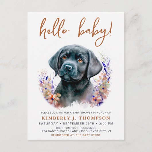 Boho Puppy Dog Terracotta Baby shower Uitnodiging (Voorkant)