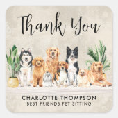 Boho Puppy Dogs Pet Sitter Dog Groomer Hartelijk d Vierkante Sticker (Voorkant)