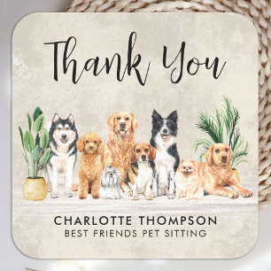 Boho Puppy Dogs Pet Sitter Dog Groomer Hartelijk d Vierkante Sticker