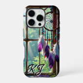 Boho Purple Dreamcatcher in Window Monogrammed iPhone Hoesje (Achterkant)