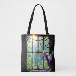 Boho Purple Dreamcatcher in Window Tote Bag