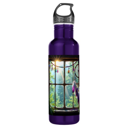 Boho Purple Dreamcatcher in Window Waterfles (Voorkant)