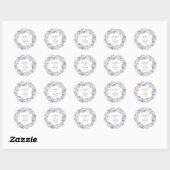 Boho Purple Floral Couples Names Wedding Ronde Sticker (Vel)