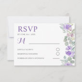 Boho Purple Floral Eucalyptus Wedding RSVP (Voorkant)