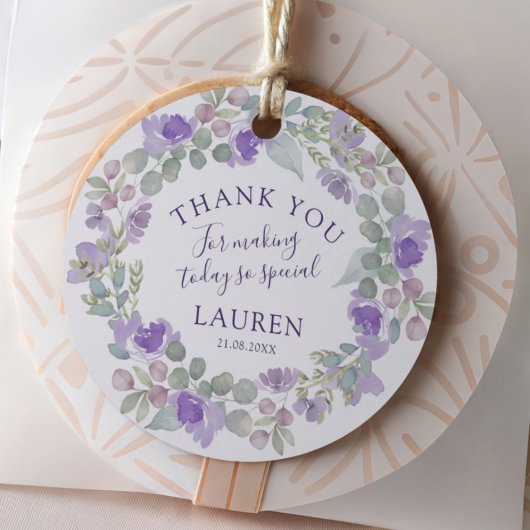 Boho Purple Floral Favor Bedankjes Labels