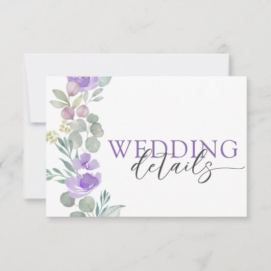 Boho Purple Floral Watercolor Wedding RSVP (Voorkant)